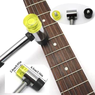 Guitar Tool Kit include Double Headed Guitar Bass Fret Wire Rubber Hammer,Guitar Fret Crown File,Stainless Steel Fret Rocker,Fingerboard Guards Protectors and Grinding Stone for Guitar(1 hammer) image 3