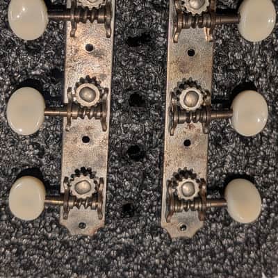 (#T75) Gibson Kluson Open Back Strip Tuners 1943-46 Wartime, Drop In Nickel 1/4" Shafts image 1