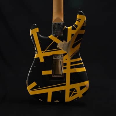 EVH Striped Series Frankenstein Frankie Electric Guitar - Black with Yellow Stripes, Relic 065 image 10