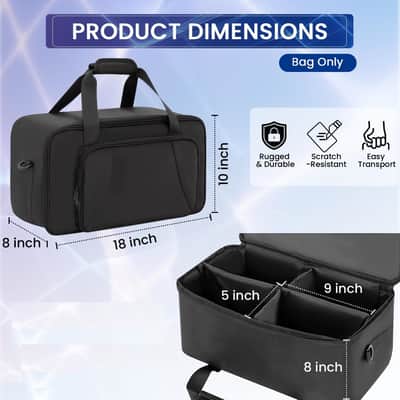 Stage Lighting Bag for 4 PAR Lights, DJ Light Storage Case with Removable Dividers, Padded Gig Bag for Stage Lighting Equipment, Spotlights & DJ Lighting Accessories, Black (Bag Only) image 2