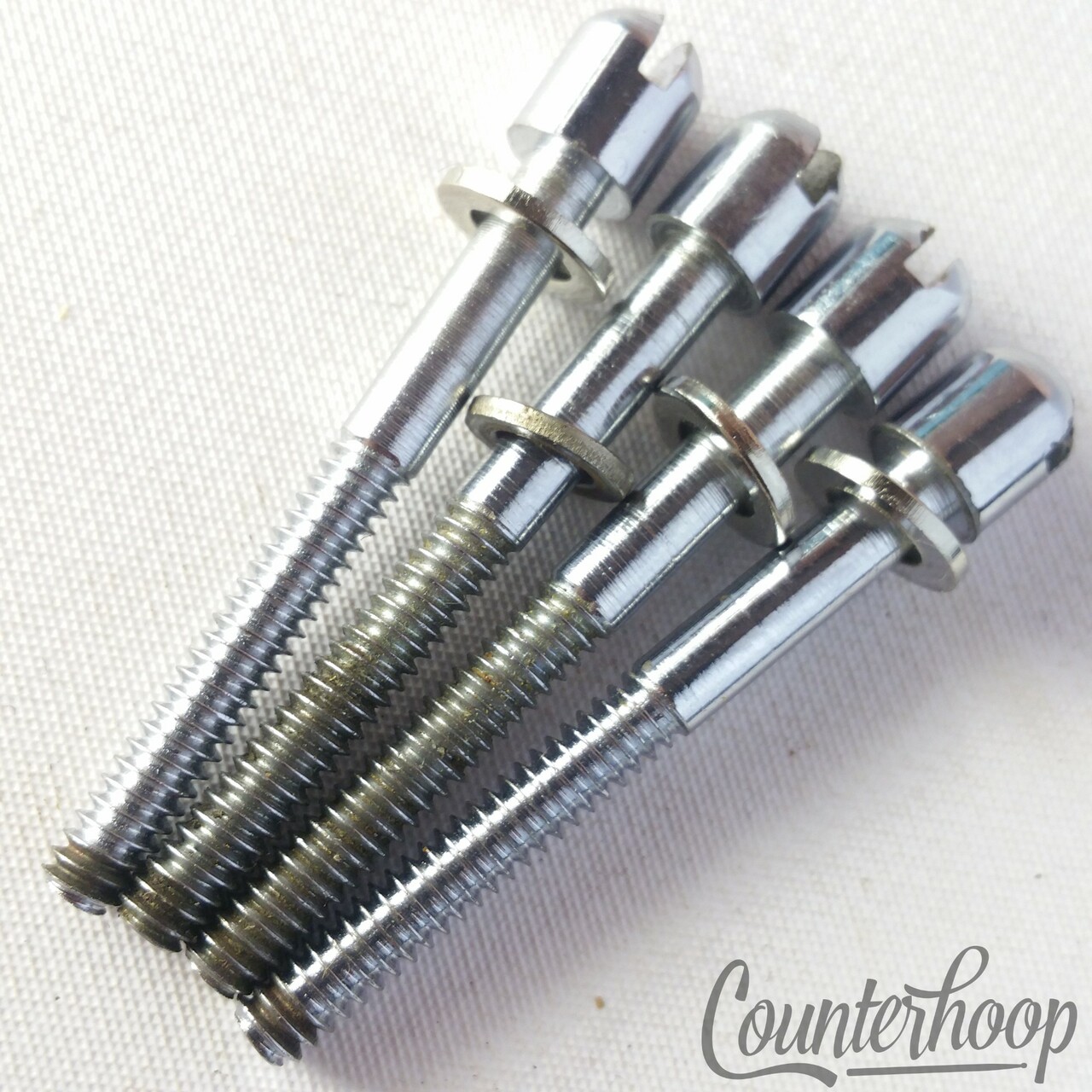 Ajax 4x 1 3/4"Slotted Tension T-Rods Tensioner Snare/Tom Drum Vintage Chrome 60s — main photograph