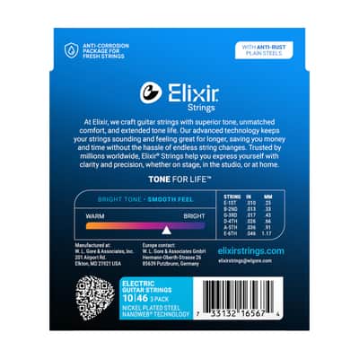 Elixir® Electric Guitar Strings with NANOWEB® Technology gauges 10-46; 3-Pack image 2
