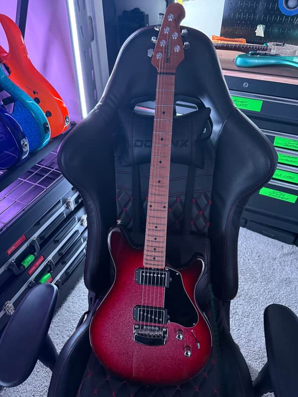 Ernie Ball Music Man James Valentine Signature Tremolo 2022 - Maroon Burst Sparkle image 1
