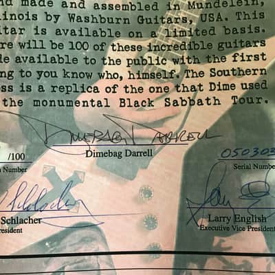Washburn Southern Cross ML USA Dimebag Darrell signed Cert Guitar unplayed Pre-Dean Endorsement image 6