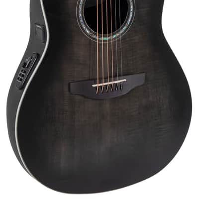 Ovation CS24P Celebrity Series Traditional Plus Mid-Depth Acoustic-Electric Guitar Transparent Blackburst Flame image 1