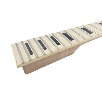 22 Fret Electric Guitar Neck 24.75" Maple Bound Maple Fretboard Block Inlay Unfinished image 7