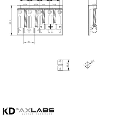 KD By AxLabs Vintage Style Bass Bridge - 5-Screw, 4-String, String-Through-Top - Satin Gold image 2