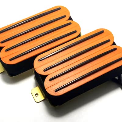 Dragonfire Quad Rail Humbuckers, Hot Overwound 23K Rails Pickup Set ~ Orange with Black Rails image 2
