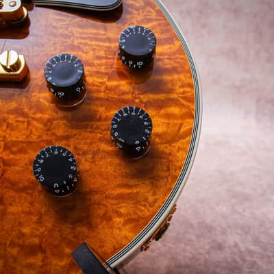 GIBSON USA Custom Shop Les Paul Custom 3A Quilt Top "Trans Amber + Ebony" (2017) image 9