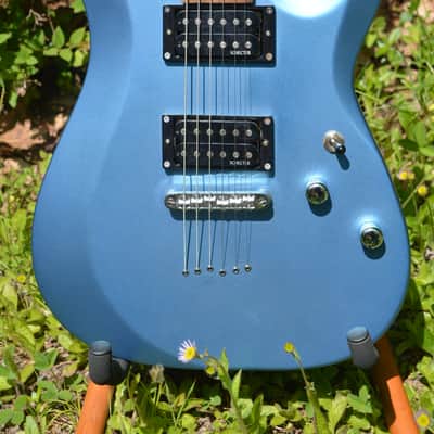 Schecter C-6 Deluxe in Satin Metallic Light Blue w/ Black Dunlop Straploks & a New Black Gator Hardshell Case image 3
