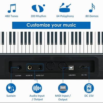 Other 88-Key Full Size Digital Piano Weighted Keyboard with Sustain Pedal 2024 - Black image 6