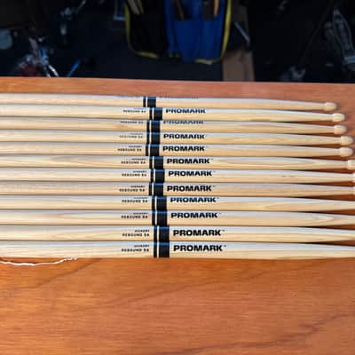 6 pairs Pro-Mark RBH565AW Rebound 5A .565" Hickory Acorn Wood Tip Drum Sticks  Natural image 1