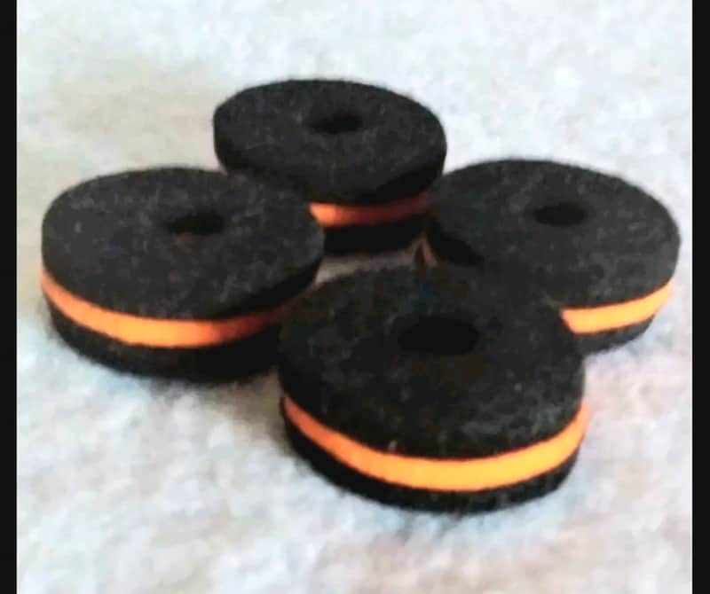 UNMARKED CYMBAL FOAM FELTS - 4 PACK - BLACK w/ Red Mid Stripe FREE SHIP TO CUSA! image 1