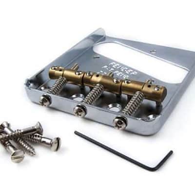 Genuine Fender American Vintage Hot Rod Telecaster 3-Saddle Tele Bridge - Chrome image 1