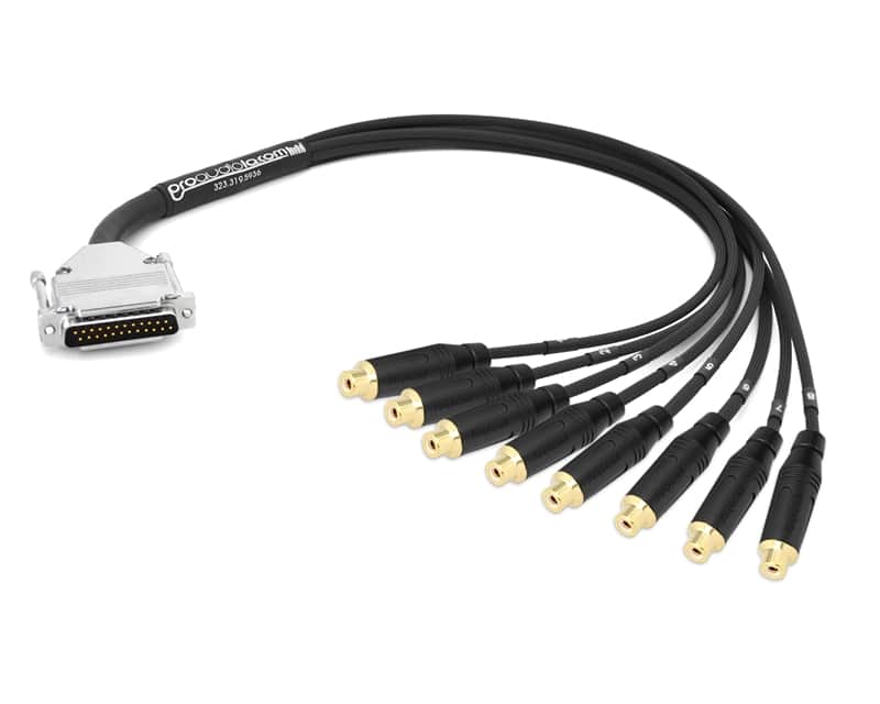 Analog DB25 to RCA-Female Snake Cable | Made from Mogami 2932 & Amphenol Gold Connectors | Premium Finish | Black | 2 Feet image 1