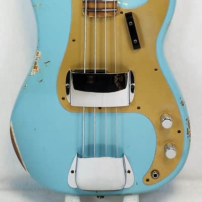 Fender Custom Shop P-Jazz Relic Ash Body Electric Bass Guitar Daphne Blue image 10