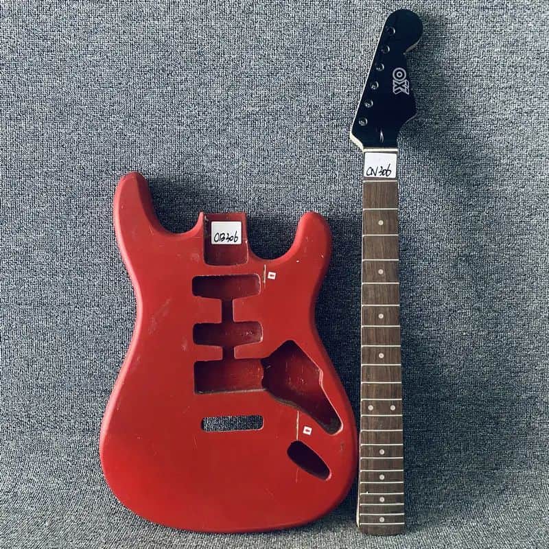 Red Basswood Guitar Strat Style Body with Mapl Neck, Rosewood Fingerboard image 1
