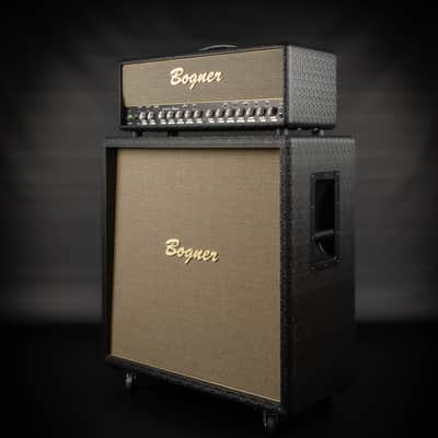 2007 Bogner Ecstasy 101B Top with Bogner Custom Shop 412ST Cab - Black Triskele with Sal N Pepper Front | USA Boutique 3-Channel 100/50-Watt EL34 Tube Guitar Half Stack Amp Head Box with Class A/AB Switch image 2