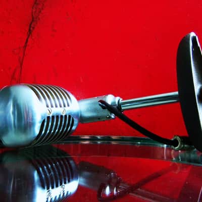 Vintage RARE 1940's Shure 556C dynamic cardioid microphone w Atlas DS-5 stand Elvis image 16