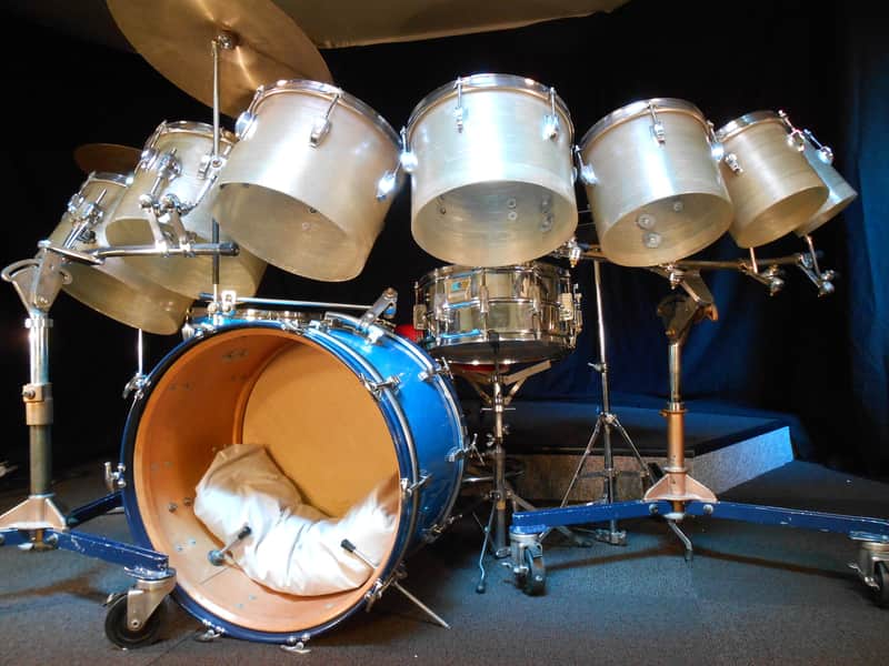 Ludwig, Blaemere Fiberglass, Custom 1969 Blue Sparkle, Beige image 1