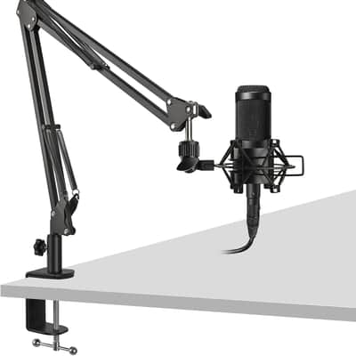 Table Mount Clamp, Metal Desk Clamp for Microphone Stand Mic Boom Arm C Mounting Clamp with Adjustable Screw image 3