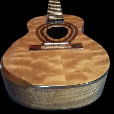 Solid Flame Curly Maple Top on Bastogne Walnut Tenor Ukulele - SCJ Jazz Hat #121 2025 - French Polish Gloss image 4