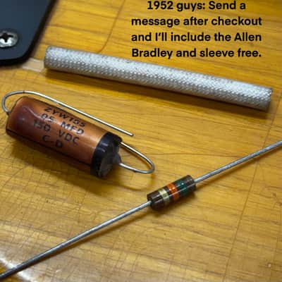 Reproduction Fender Blackguard Telecaster Broadcaster nocaster 1950 - 1953 capacitor cap .05 150v esquire tone control plate for pots image 3
