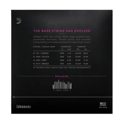 D'Addario 4er Bass NYXL 45-100 45-65-80-100, NYXL45100 - String Set for 4 String Bass Guitar image 2