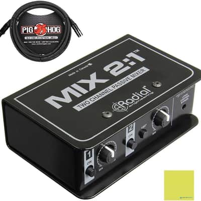 Radial Engineering Mix 2:1 Two-Channel Audio Combiner & Mixer Bundle with Pig Hog 10ft Microphone Cable and Liquid Audio Instrument Polishing Cloth - 2 Channel Mixer, Audio Merger image 1