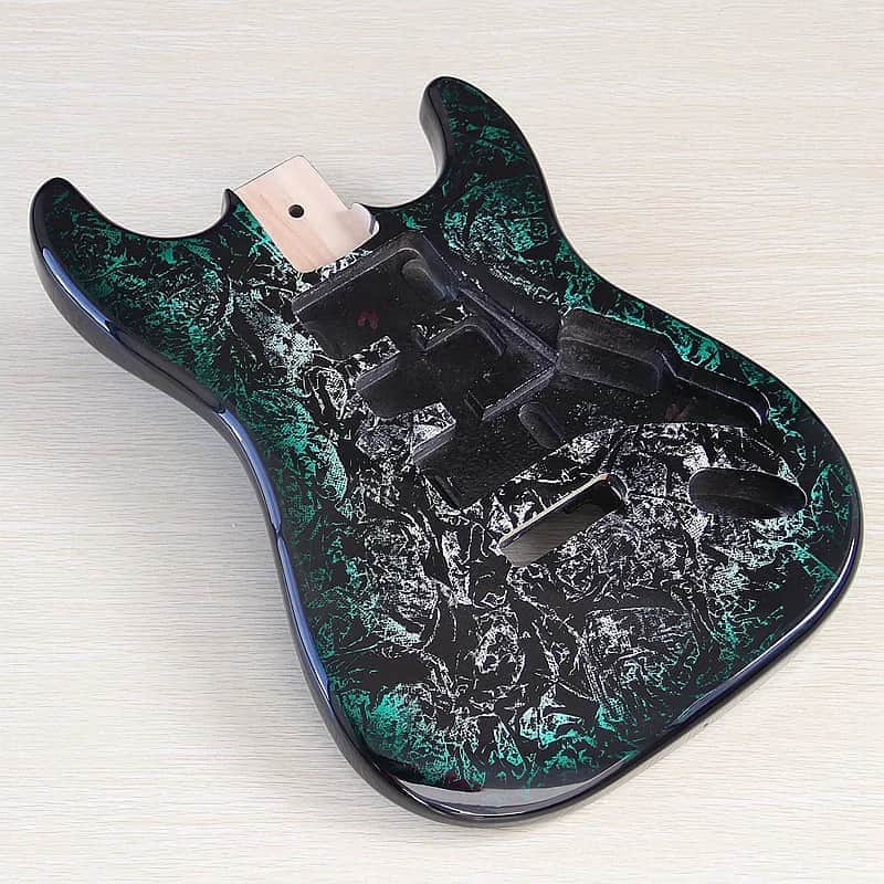 Custom Finish Green Yellow Poplar Wood Guitar Strat Stratocaster Style Body image 1