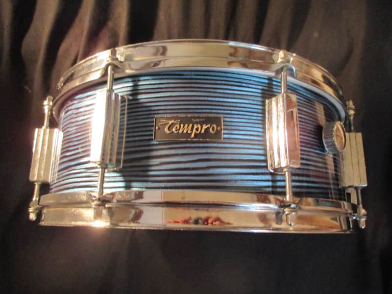 Tempro Vintage 14 x 5 Snare Drum, 1960s Japan Made, Blue Strata, Exceptional Original! image 1
