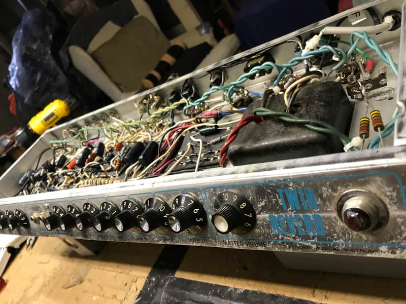Fender Pro Reverb Vintage Silverface Guitar Amp chassis image 1