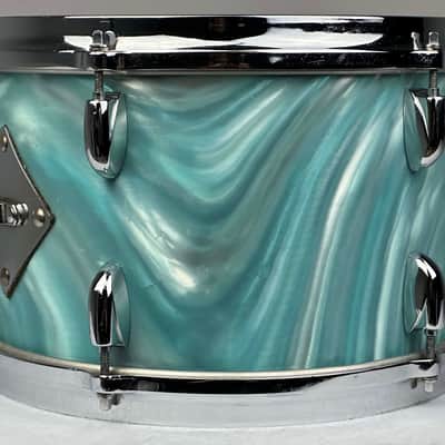 Gretsch 20/12/14/5.5x14" Progressive Jazz 60's Round Badge Drum Set - Aqua Satin Flame image 18