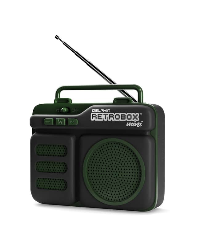 Dolphin RTX-10 Retrobox™ Mini Portable Bluetooth Radio Choose Colors - GREEN image 1