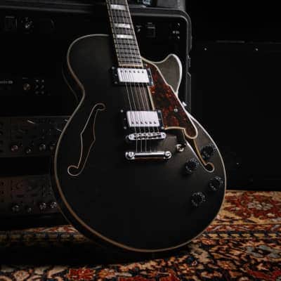 D'Angelico Premier SS Semi-Hollow Body Electric Guitar, Black Flake w/Gig Bag image 25