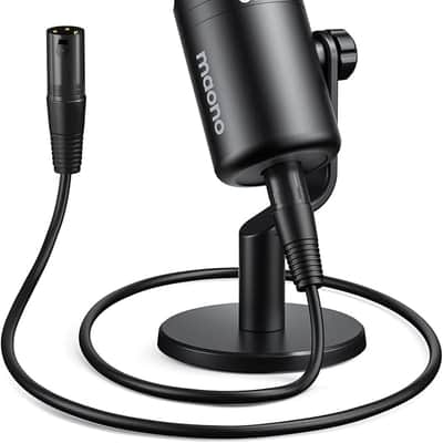 XLR Podcast Microphone, Cardioid Studio Dynamic Mic for Vocal Recording, Streaming, Voice-Over, Voice Isolation Technology, Metal Mic, Works for Audio Interface, Mixer, Sound Card-PD100 image 1