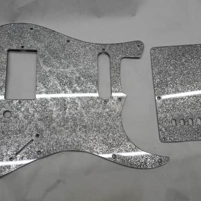 Platinum Silver Sparkle Glitter HXS HS pickguard + trem cover set Fits Fender Strat Stratocaster image 1