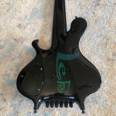 LeFay Pangton 6 string bass guitar headless Translucent Black Green Blue Metalflake Le Fay image 14