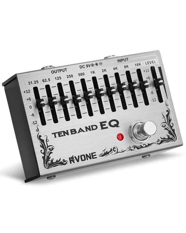 RVONE 10-Band Equalizer Pedal | Low-Noise EQ Pedal for Guitar, Bass & Pedalboards | True Bypass for Pure Signal Effects Chain | Live Stage, Studio Recording & Mixing (31.25Hz–16kHz ±12dB) | Portable image 1