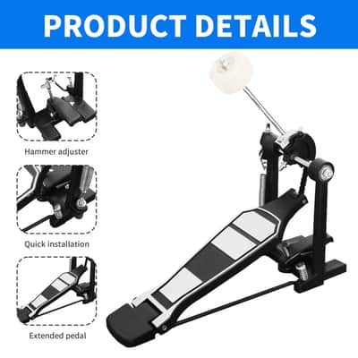 Single Bass Drum Pedal, Kick Drum Pedal for Drum Set Instrument, Single-Chain Drum Foot Pedal for Beginner & Pro Drummers image 4