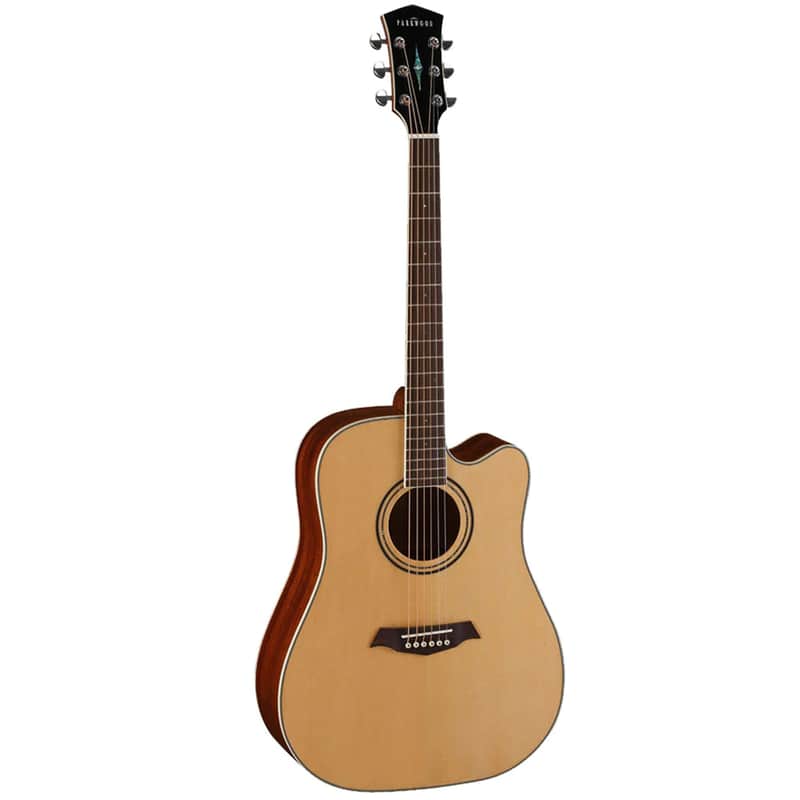 Parkwood S66 Dreadnought Cutaway Semi Acoustic Guitar - Natural image 1