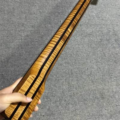 AAAAA 20fret 4 String 5 Piece Roasting Flamed Maple Bass Neck part Rosewood Fretboard Heel width: 63-64mm image 1