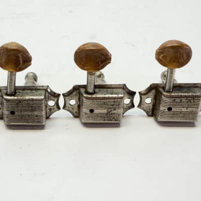 Vintage Kluson 3+3 No Line Patent Applied Appld For PAF Tuners 1950's Nickel Oval Head Large Hole image 3