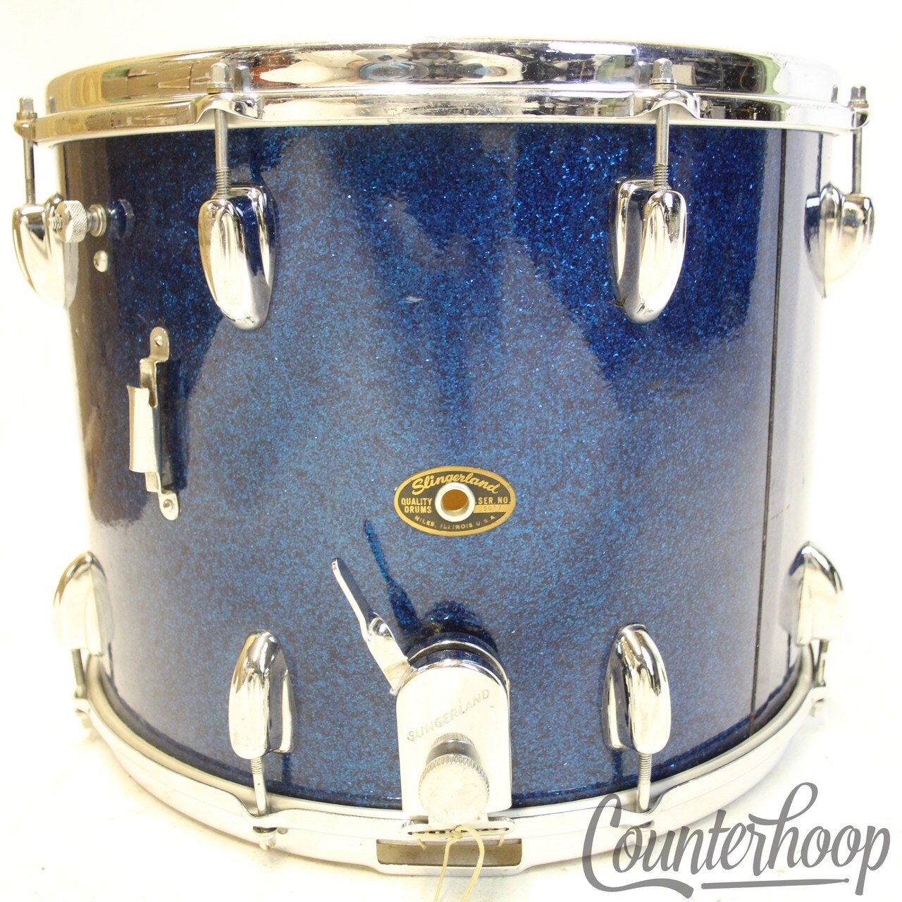 Slingerland 15x12" Snare Drum Blue Sparkle COB Brass Vintage 60s 3Ply Zoomatic — main photograph