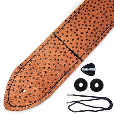 Brown Almond Dot Premium Leather Guitar Strap-Speckle Brown Leather Guitar Strap -100% Leather Guitar Strap-Acoustic, Electric Bass Guitars image 3