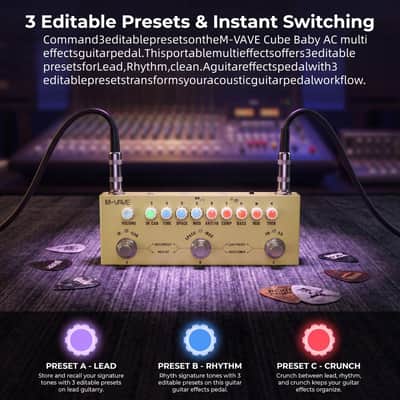 M-vave Cube Baby AC Acoustic Guitar Multi Effects Pedal, Portable Acoustic Guitar Effects Pedal with IR Loader Cabinet (Price includes the import duty for US buyer) image 4