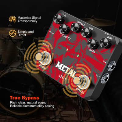 AFOT Heavy Metal Distortion Guitar Pedal, Realize the Sounds of Metal, Rock and Punk, Muff Top Boost Distortion Guitar Effect Pedal with 80s or 90s Metal Sounds and Earphone Useable Output Ture Bypass image 6