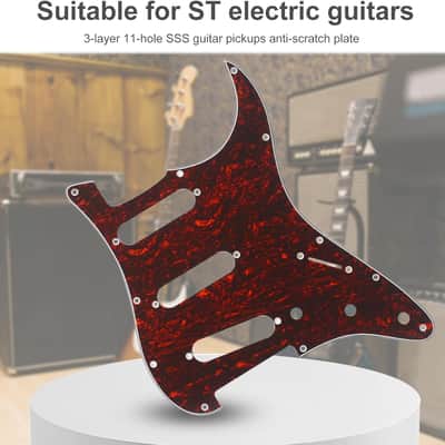 SSS 11 Holes Strat Electric Guitar Pickguard and BackPlate Set for Fender US/Mexico Made Standard Stratocaster Modern Style Guitar Parts (3Ply Red Tortoise) image 2