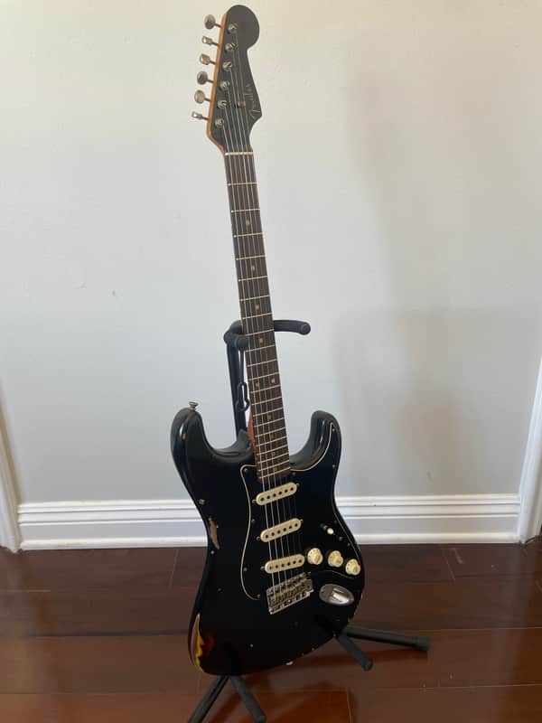 Fender Custom Shop Dual Mag II Stratocaster Relic 2020 - Black over 3-Color Sunburst image 1