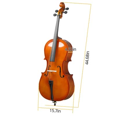 3/4 Full Size BassWood Cello Set with Carry Bag School Band for Kids & Adults image 2